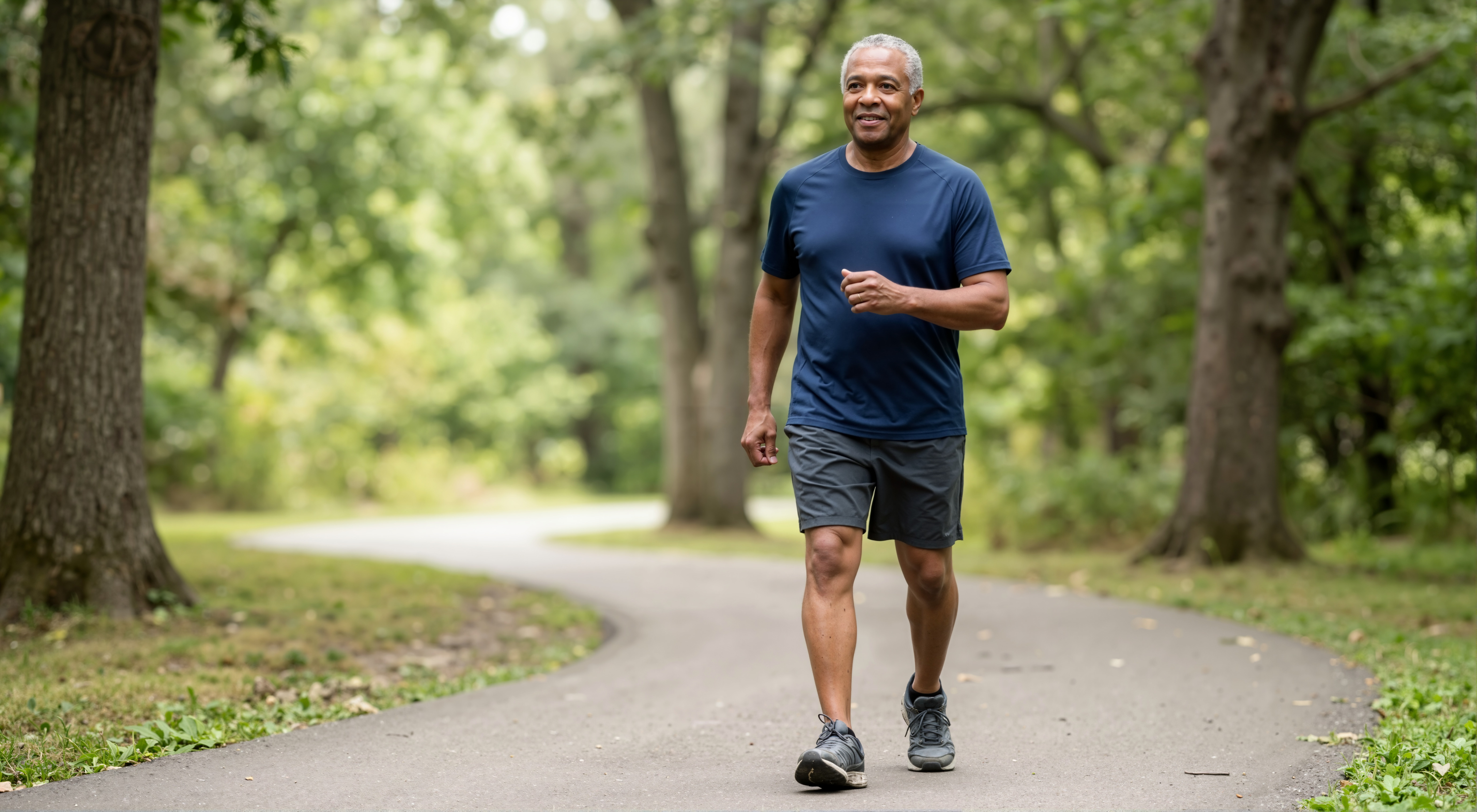 Older male exercising outdoors for cardiovascular health and fitness